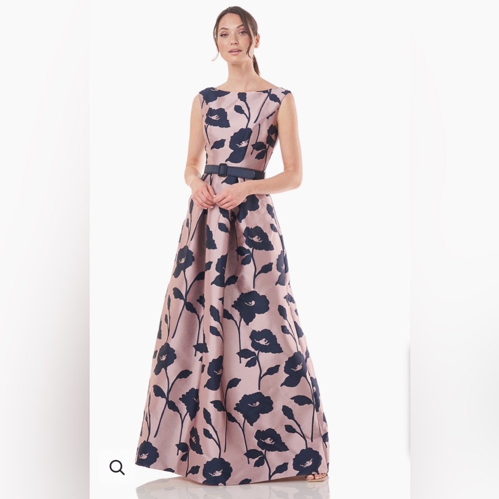 Kay Unger Pink and Navy Floral Dress